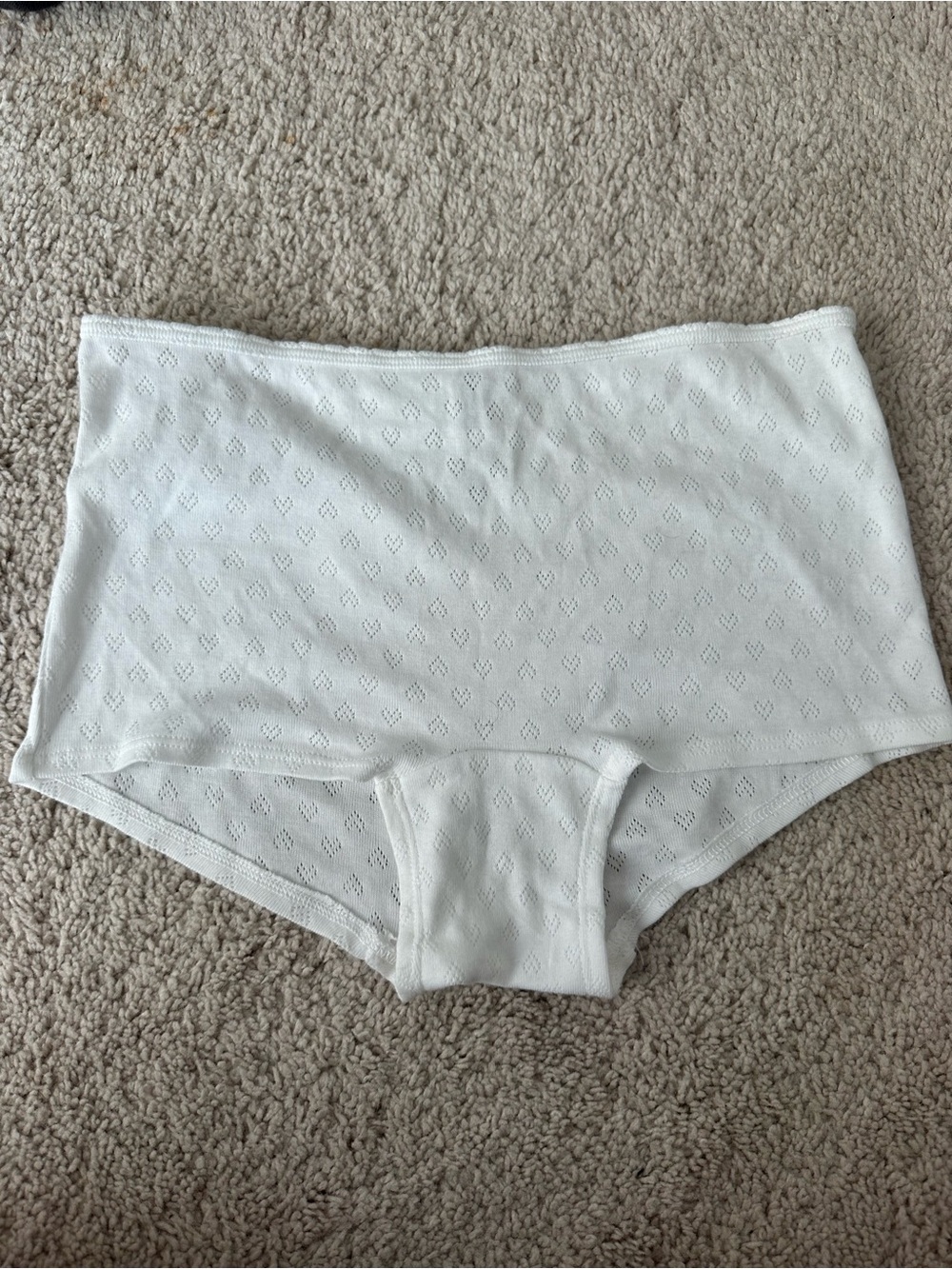 PINK Victoria's Secret White Cotton Eyelet High-Waist Boyshorts